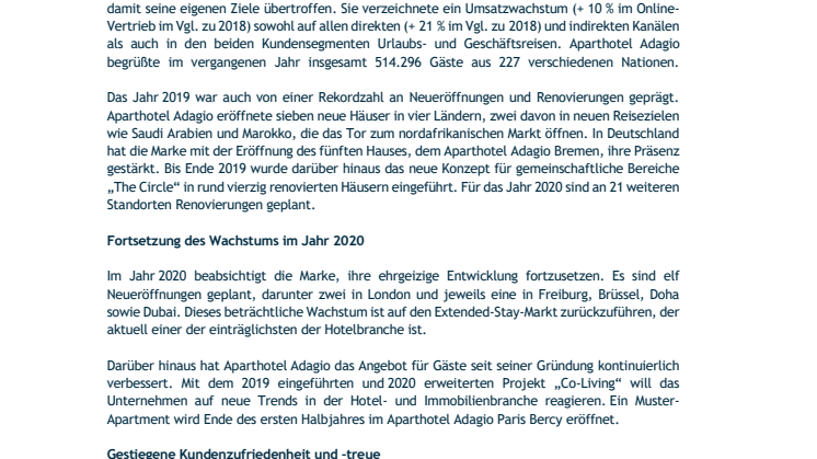 Aparthotel Adagio feiert beschleunigtes Wachstum weltweit