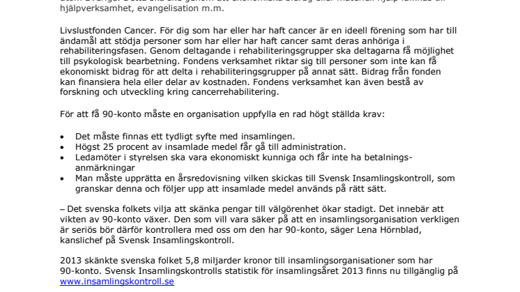 Två nya insamlingsorganisationer har beviljats 90-konto