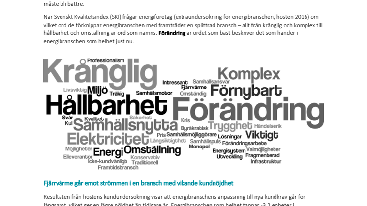 Svenskt Kvalitetsindex om Energibranschen 2016
