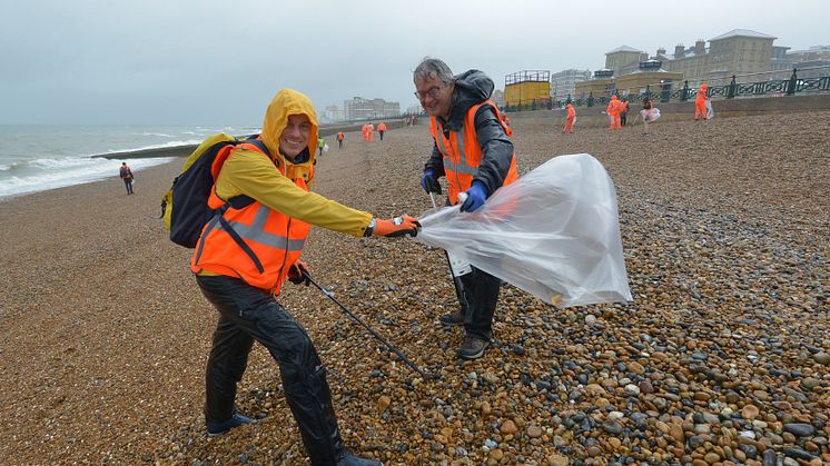 Gales of laughter - but with a serious message - GTR's Brighton & Hove beach clean 2023