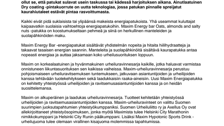 Maximin ainutlaatuinen suolainen energiapatukka ei takuulla sotke!