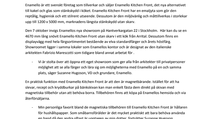 Enamello öppnar showroom och lanserar  höstfärg i begränsad upplaga 