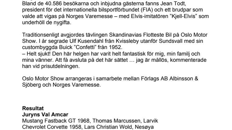 ​Oslo Motor Show sätter guldkant på hösten