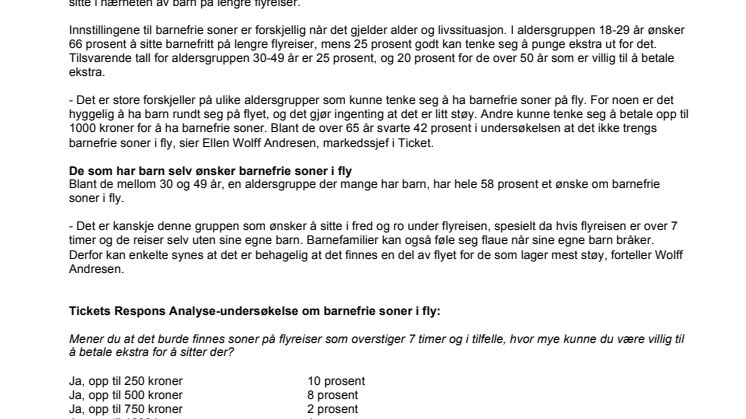 Annenhver nordmann vil ha barnefrie soner i fly