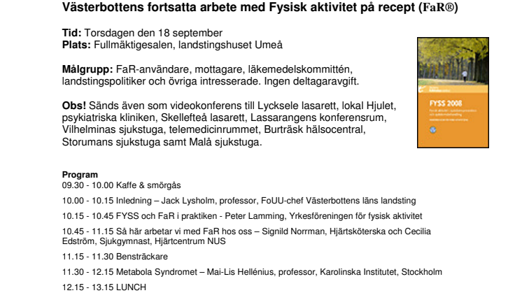 Pressinbjudan: Lansering av FYSS 2008