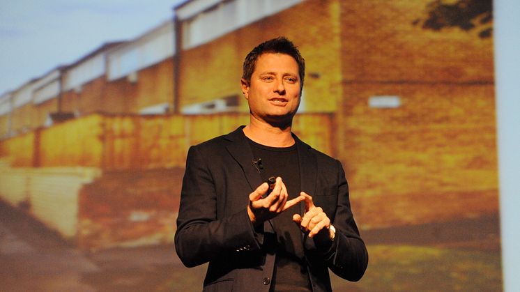George Clarke speaking at a public lecture at Northumbria University
