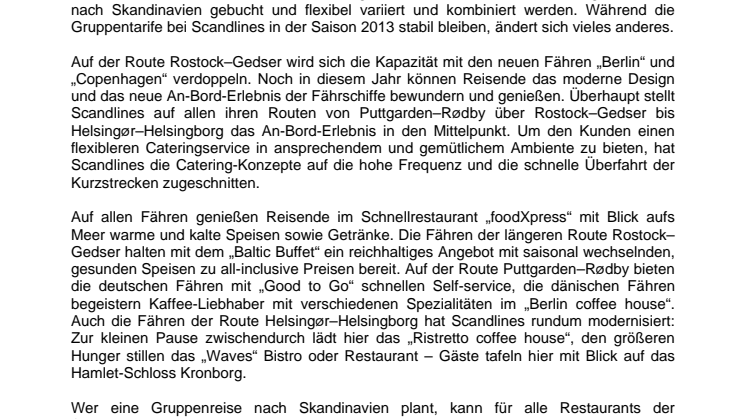 Die schönsten Busreisen von Ostsee bis Öresund – Scandlines‘ Gruppenangebote für 2013
