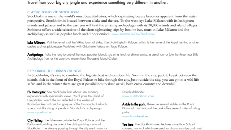 Facts: About activities and tours in Stockholm