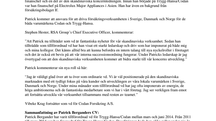 Ny vd för Trygg-Hansa/Codan