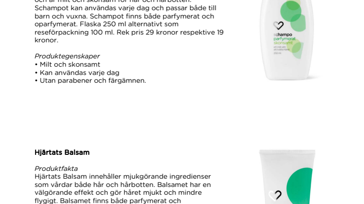 Produktfakta om Apotek Hjärtats egna produkter