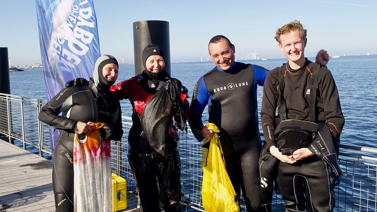 Så er hovedrengøringen i gang! Dykkere samler skrald fra Øresund i naturens tjeneste. 