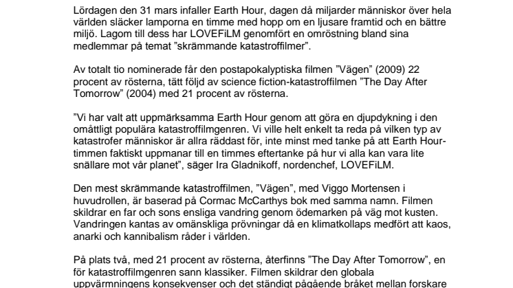 Earth Hour – Här är katastroffilmerna som skrämmer oss allra mest