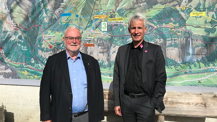 v.l.n.r. Peter Feuz, Präsident des Verwaltungsrates Schilthornbahn AG und Christoph Egger, Direktor Schilthornbahn AG