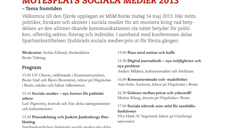 Program för Mötesplats sociala medier 2013