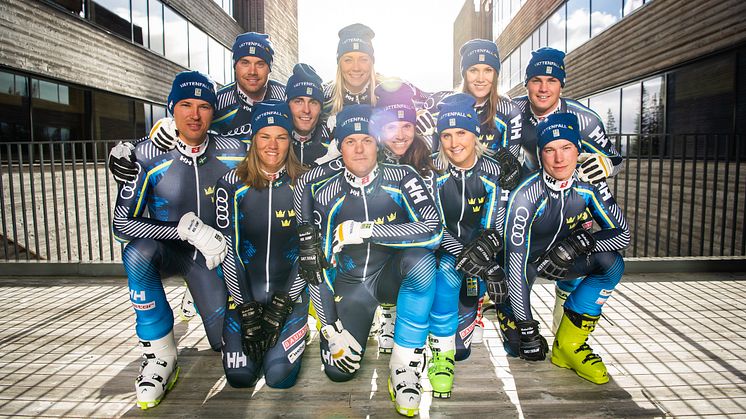 Alpina landslagets nya fartdräkt som kommer användas i helgens VC-premiär i Sölden.
