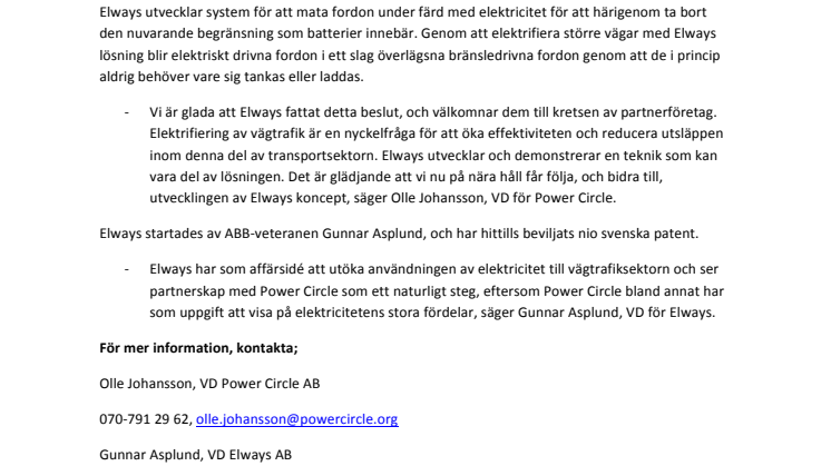 Elways AB nytt partnerföretag i Power Circle