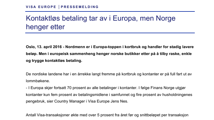 Kontaktløs betaling tar av i Europa, men Norge henger etter