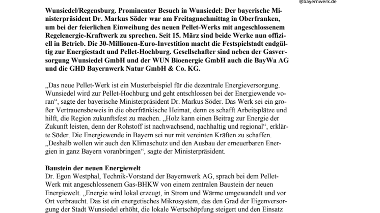 Einweihung: Pellet-Werk macht Wunsiedel zur Energiestadt