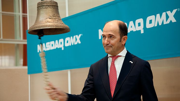 Cavotec CEO Ottonel Popesco rings the OMX trading bell. #Cavotec #OMX
