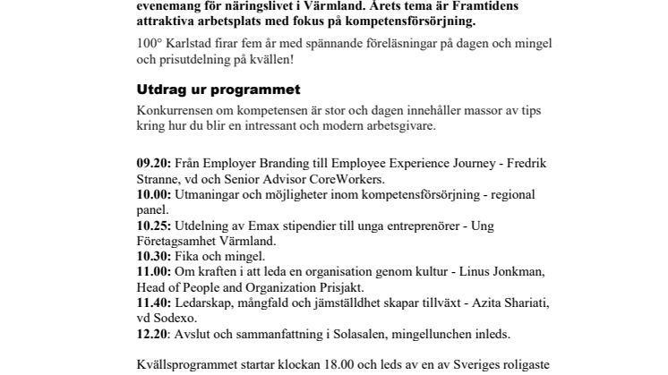 Pressinbjudan: Välkommen till 100° Karlstad 2019 