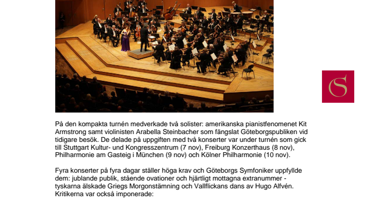Fulla hus och jubel för Göteborgs Symfoniker i Tyskland