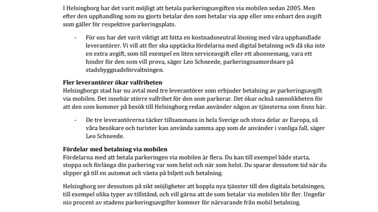 Ingen extra avgift för att betala parkeringen med mobilen