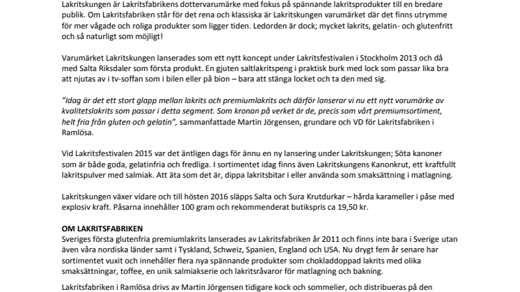 Lakritskungen lanserar Salta och Sura Krutdurkar!