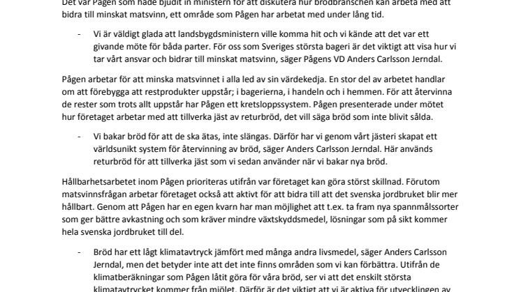 Buchts besök på Pågen gav mersmak för brödåtervinning