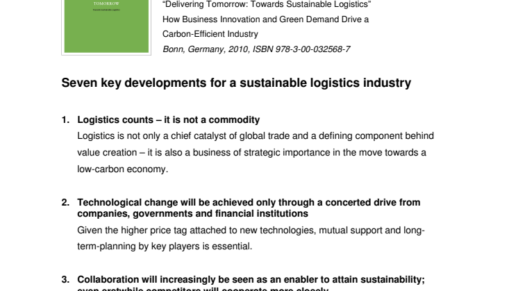 Study Sustainable Logistics_Key Developments