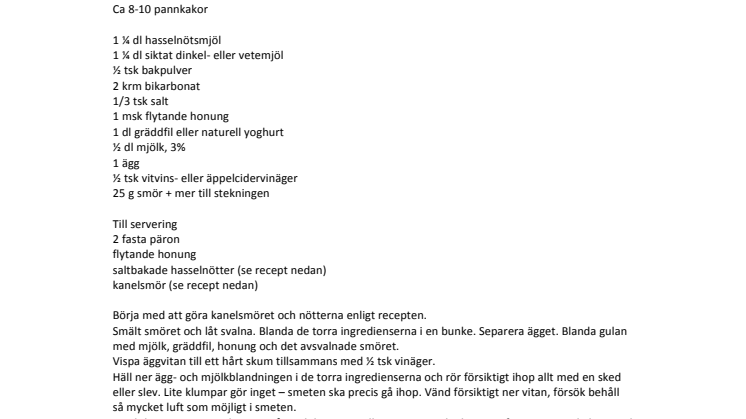 Recept på Honungspannkakor