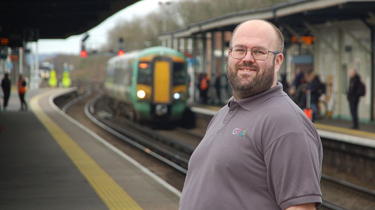 Dave Jones - The Great British Railway Adventure platform train smile