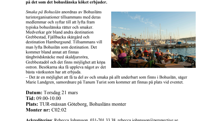 Välkommen att Smaka på Bohuslän under TUR-mässan