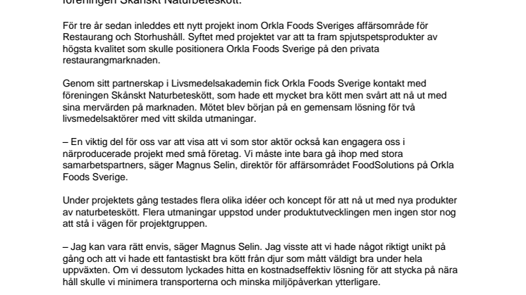  Orkla Foods Sverige lanserar närproducerade naturbetesbiffar till restaurangmarknaden