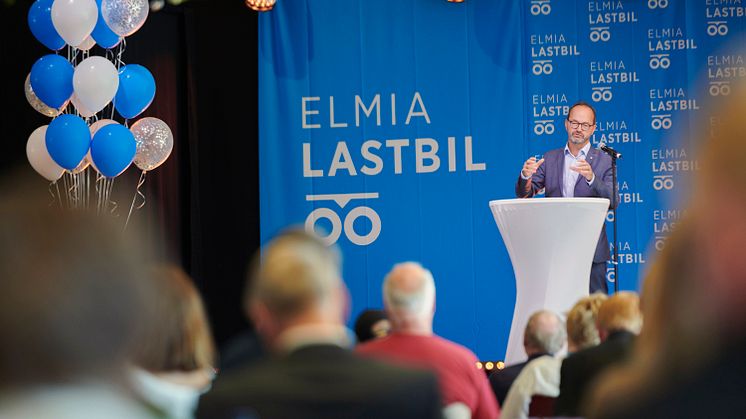 Infrastrukturminister Tomas Eneroth (S) invigningstalade på Elmia Lastbil.