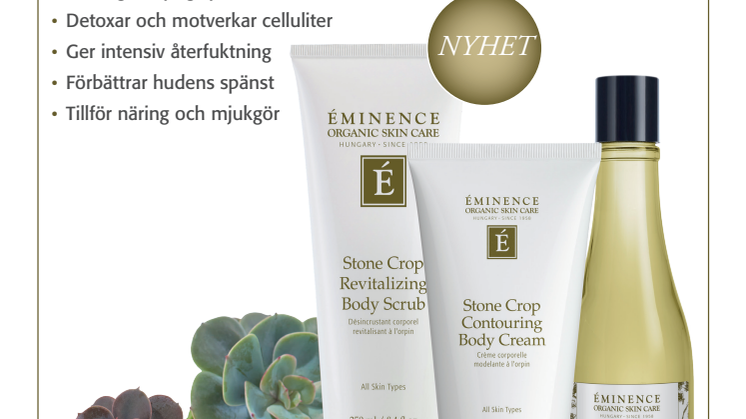 Éminence Organics Stone Crop Body Collection 2019 A4 Skylt