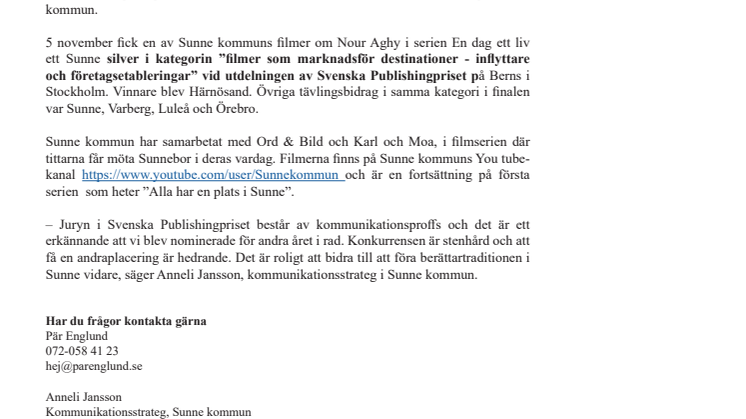 Pär Englund vann filmtävling i Sunne