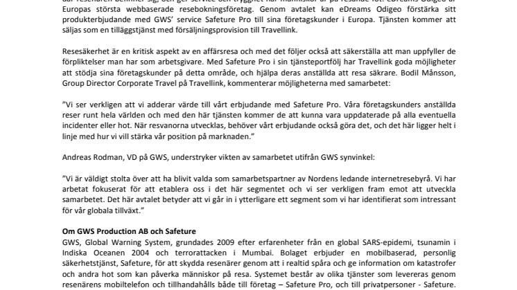 Genombrott för GWS i resebranschen: tecknar avtal med Travellink