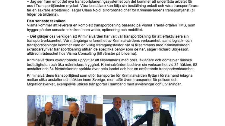 Visma hjälper Kriminalvården effektivisera sina transporter