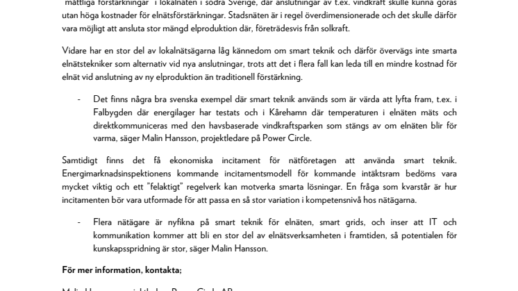 Behov av information om smarta elnät 