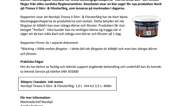 Bäst i test: Nordsjö Tinova V Dörr- & Fönsterfärg 