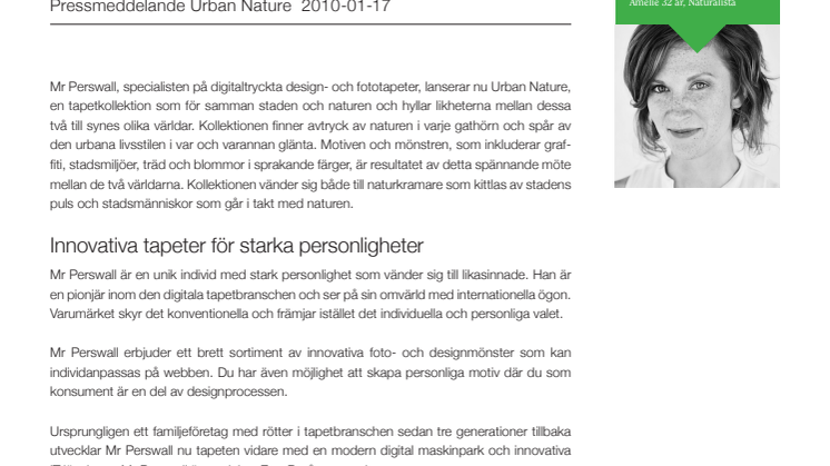 Mr Perswall lanserar ny tapetkollektion – Urban Nature