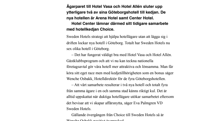 Två nya hotell i Göteborg till Sweden Hotels