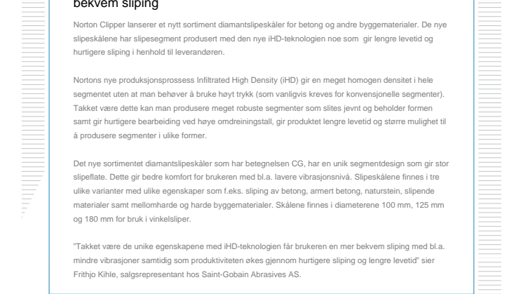 Nye diamantslipeskåler med iHD-teknologi gir raskere og mer bekvem sliping 