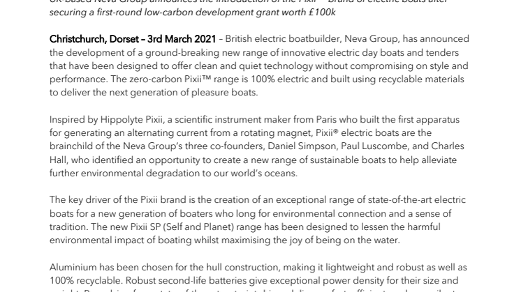 British Electric Boatbuilder Enters the Quiet Boating Revolution