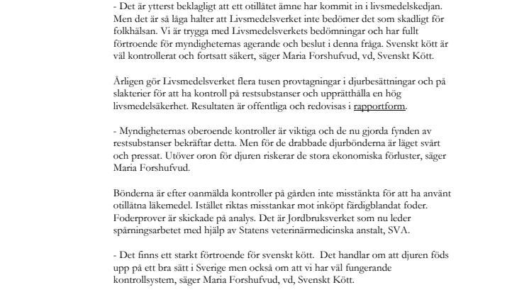 Svenskt kött är väl kontrollerat