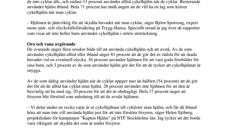 Två tredjedelar vill ha lag på cykelhjälm – men bara hälften bär hjälm