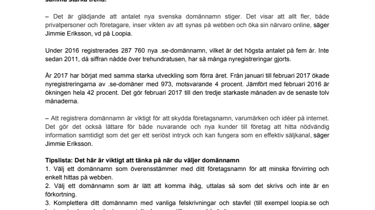 ​Rekordmånga svenska domännamn registreras