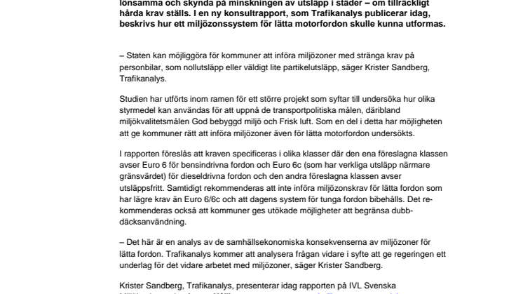 Miljözoner för personbilar