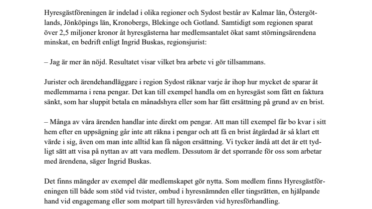 ​Så mycket sparar Hyresgästföreningens medlemmar