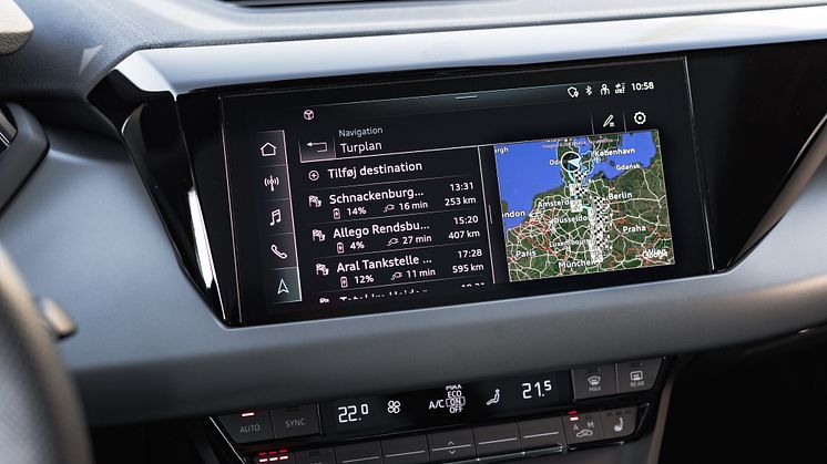 Audi e-tron ruteplanlægger turplan og kort